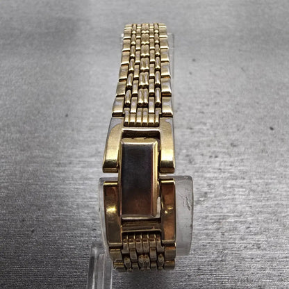 Seiko Watch Women 13mm Gold Dial Gold Tone Rectangle 2E20-7023 New Battery VTG7