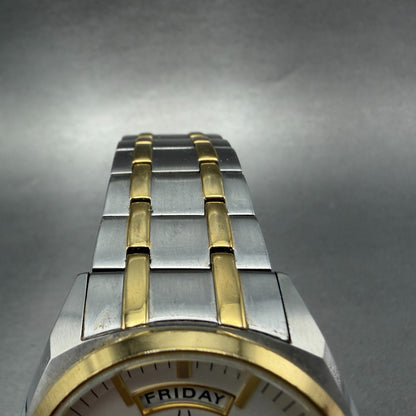 Bulova Watch Men 39mm Silver Dial Two Tone Daydate Round 98C127 New Battery4