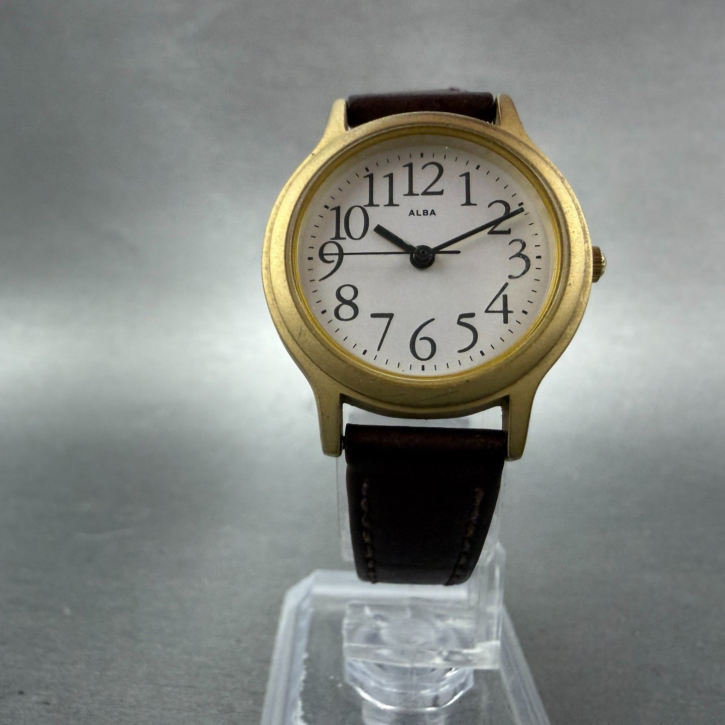 Seiko Alba Watch Women 27mm Silver Dial Gold Tone Round Y121-K990 New Battery5