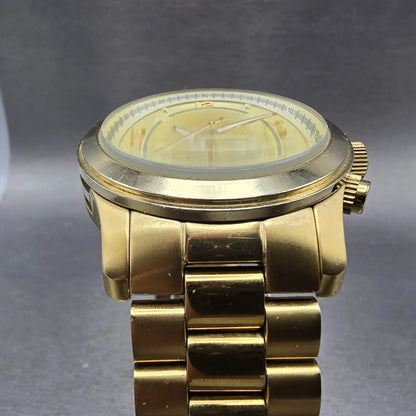 Michael Kors Runway Chronograph Watch Men 45mm Champagne Dial Gold Tone New Batt2