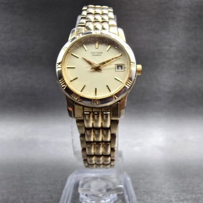 Citizen Watch Women 24mm Champagne Dial Gold Tone Date 6010-K06878 New Battery5