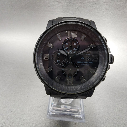 Citizen Nighthawk Chronograph Watch Men 42mm Black Dial Black Case CA029558E0