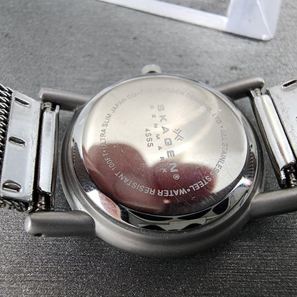Skagen Watch Women 25mm Silver Dial Steel Round Mesh Band 4SSS New Battery