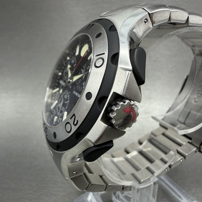 Movado Series 800 chronograph Watch Men 46mm Black Dial Steel Date READ!!!! Runs2