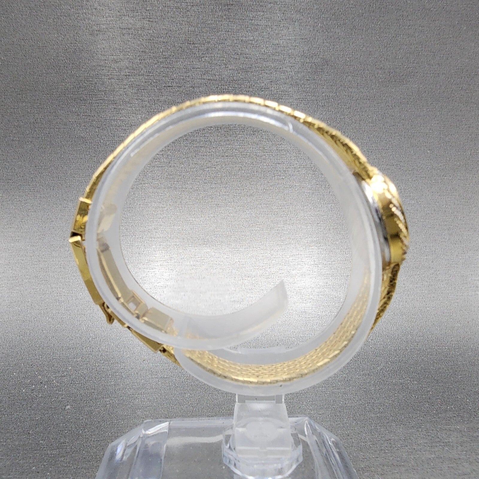 Hamilton Watch Women 19mm Gold Dial Two Tone Round Mesh Band  New Battery8
