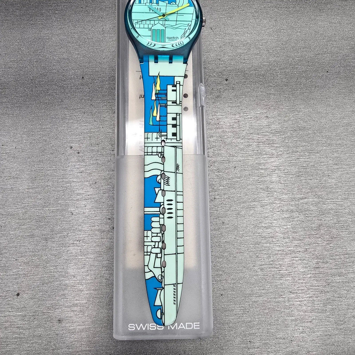 Swatch Metroscape Watch Men 34mm Blue Dial Blue Case GN109 New Battery NOS3