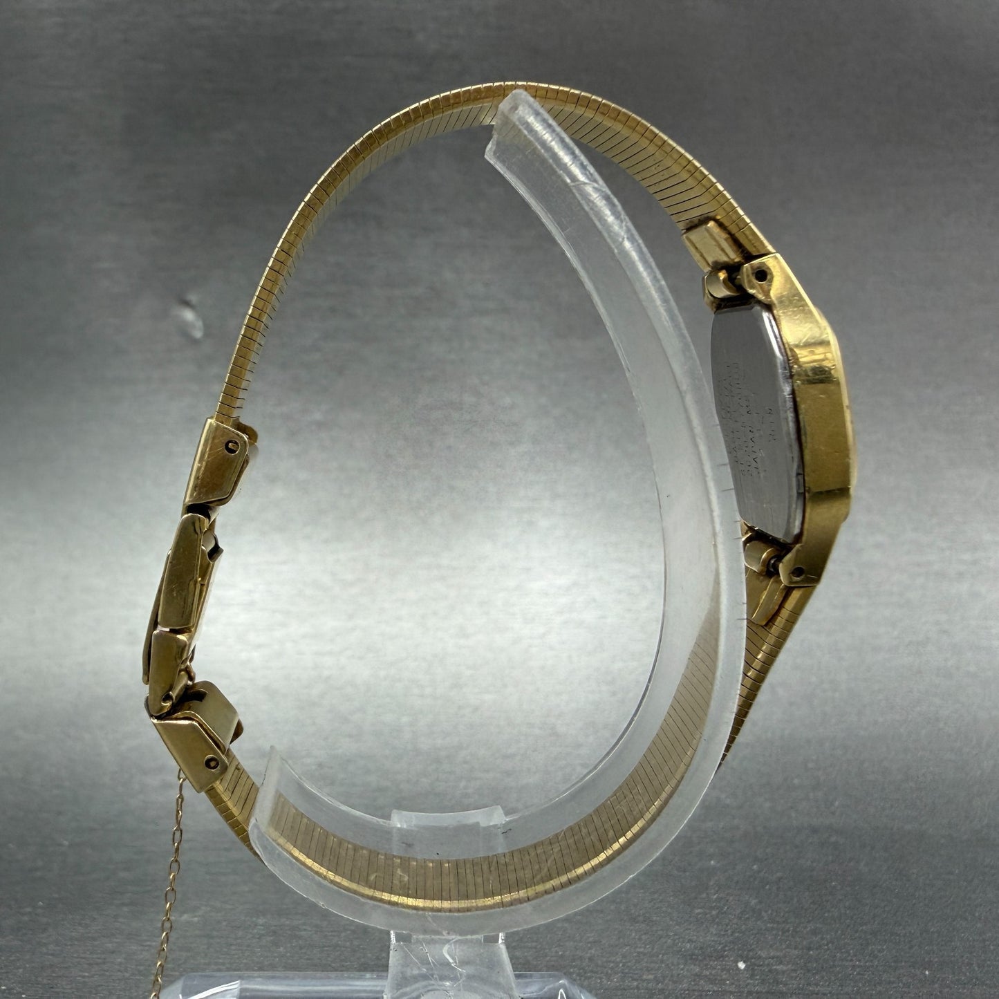 Seiko Watch Women 16mm Champagne Dial Gold Tone Square 2C20-5770 New Battery8