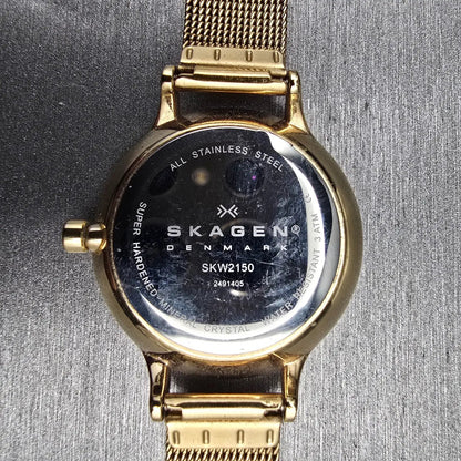 Skagen Anita Watch Women 30mm Silver Dial Gold Tone Round SKW2150 New Battery10