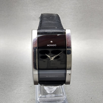Movado La Nouvelle Tank Watch Men 30mm Black Dial Steel Rectangle New Battery0