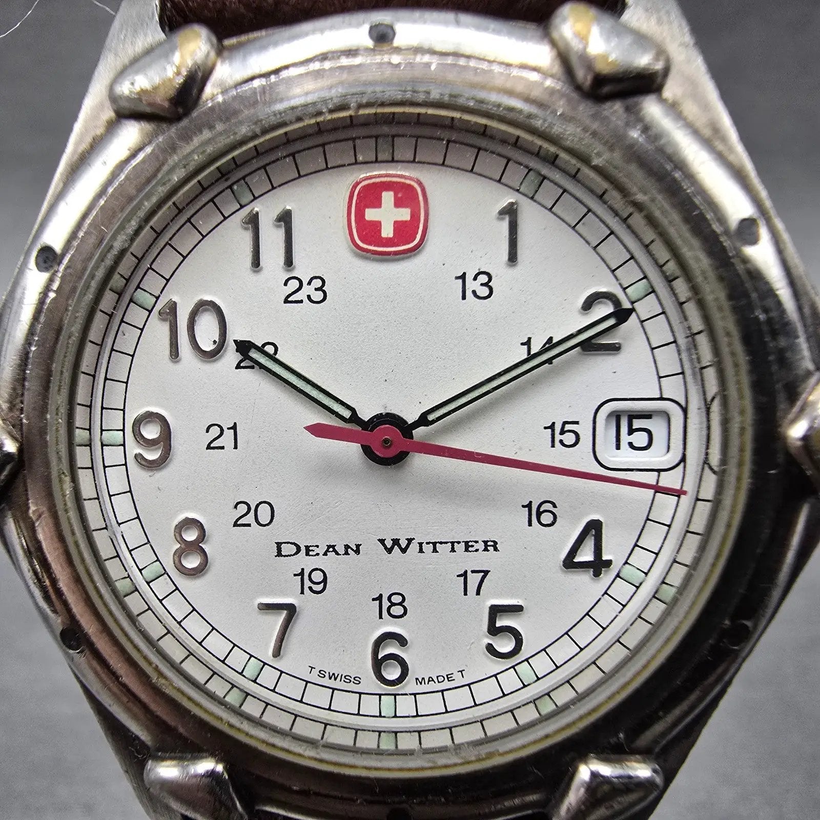 Wenger SAK Designs Watch Men 36mm White Dial Silver Tone Date Round PARTS2