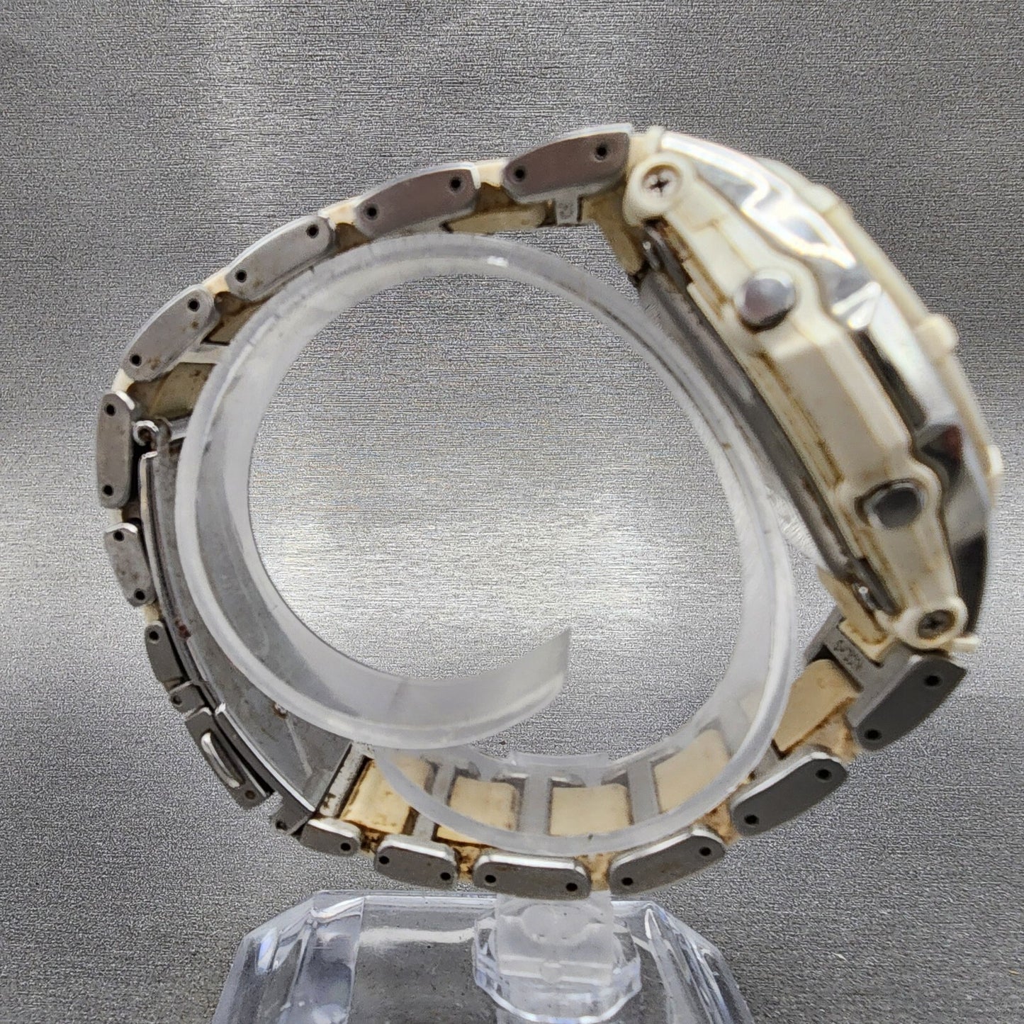 Casio BabyG Watch Women 38mm White Dial Silver Tone Analog Digital Solar8