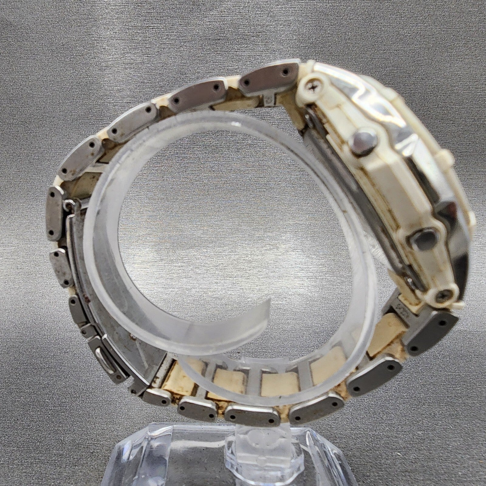 Casio BabyG Watch Women 38mm White Dial Silver Tone Analog Digital Solar8
