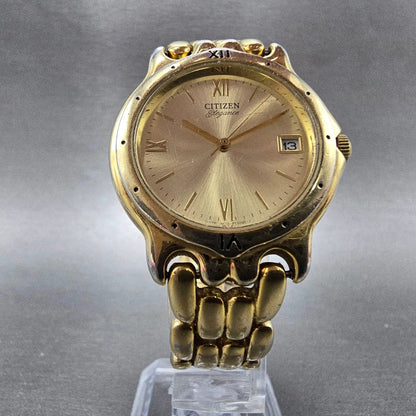 Citizen Elegance Watch Men 33mm Champagne Dial Gold Tone Date 5510-F51464 PARTS6
