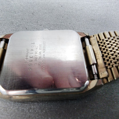 Citizen CQ Tank Watch Men 27mm Champagne Dial Silver Tone Rectangle New Battery