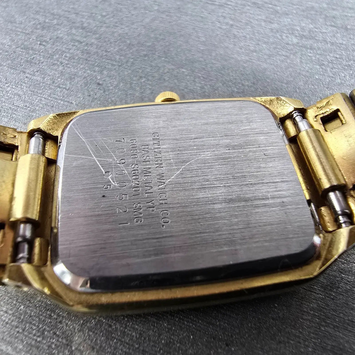 Citizen Tank Watch Men 26mm Gold Dial Gold Tone Rectangle 6030-S60201 PARTS10
