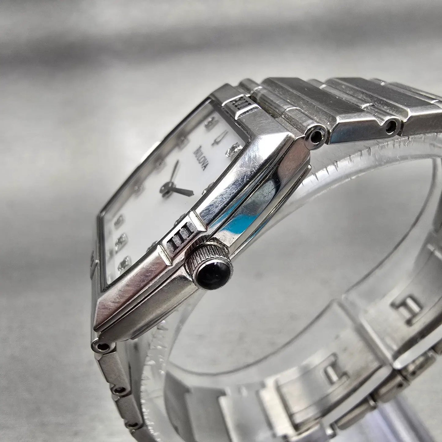 Bulova Watch Women 22mm MOP Dial Silver Tone Rectangle 96P000 New Battery2