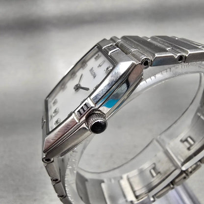 Bulova Watch Women 22mm MOP Dial Silver Tone Rectangle 96P000 New Battery2