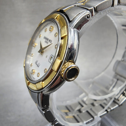 Raymond Weil Parsifal 27mm MOP Dial Two Tone Date Diamond Markers 9440 New Batt2