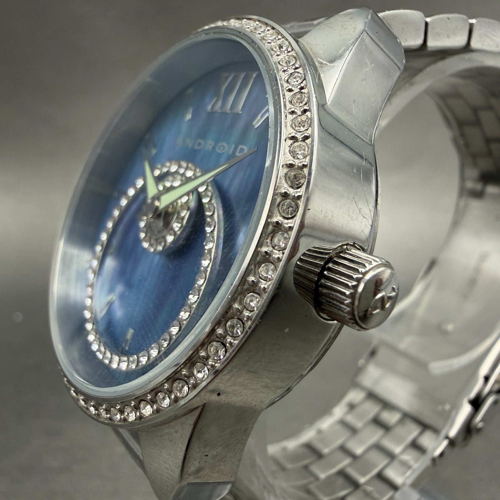 ANDROID StarHalo watch Women 37mm Blue MOP Dial Steel Crystals New Battery2