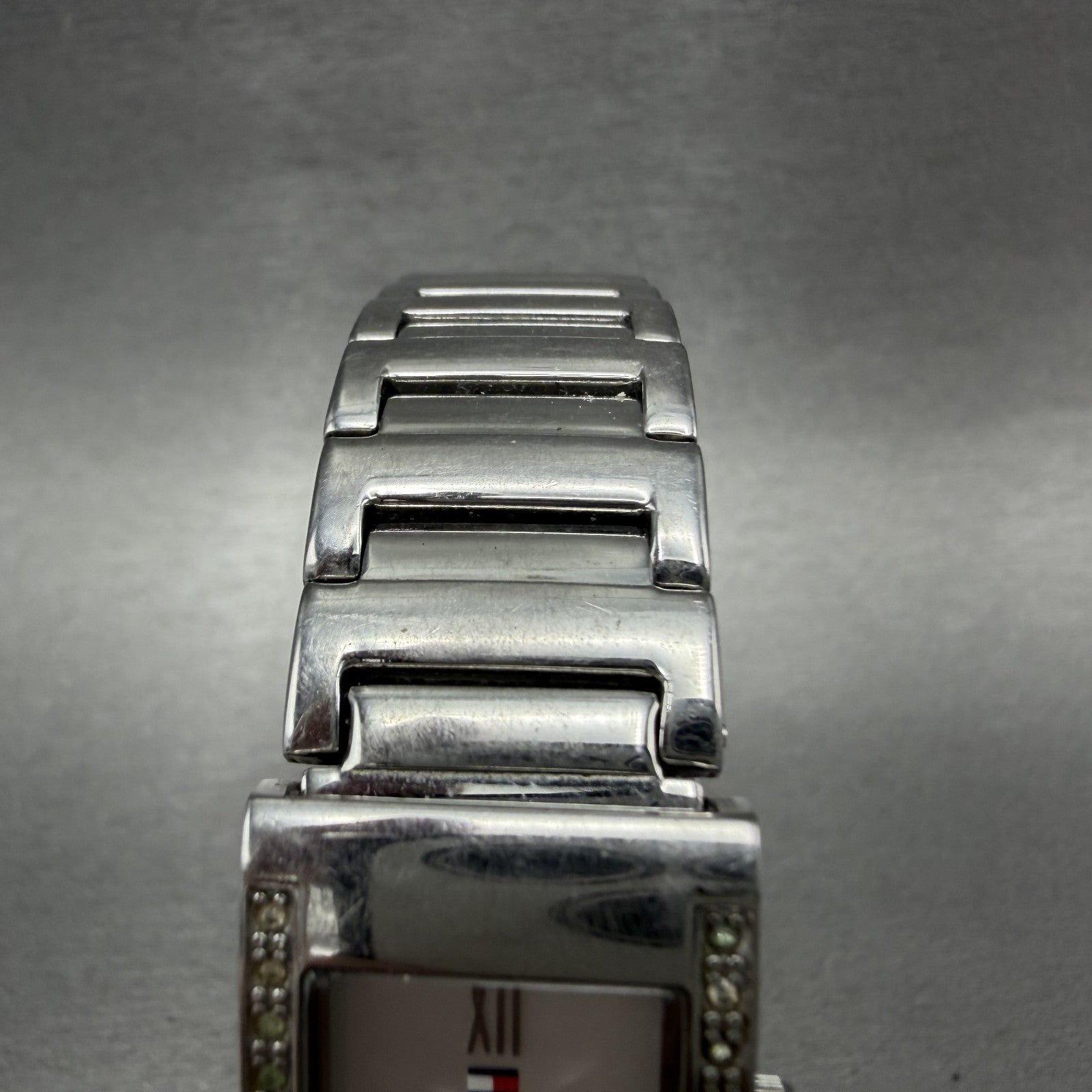 Tommy Hilfiger Tank Watch Women 20mm Silver Dial Silver Tone Rectangle New Batt4