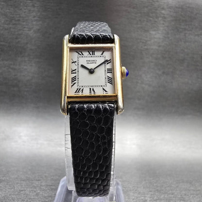 Seiko Tank Watch Women 17mm White Dial Gold Tone Rectangle 1400-5039 New Battery5