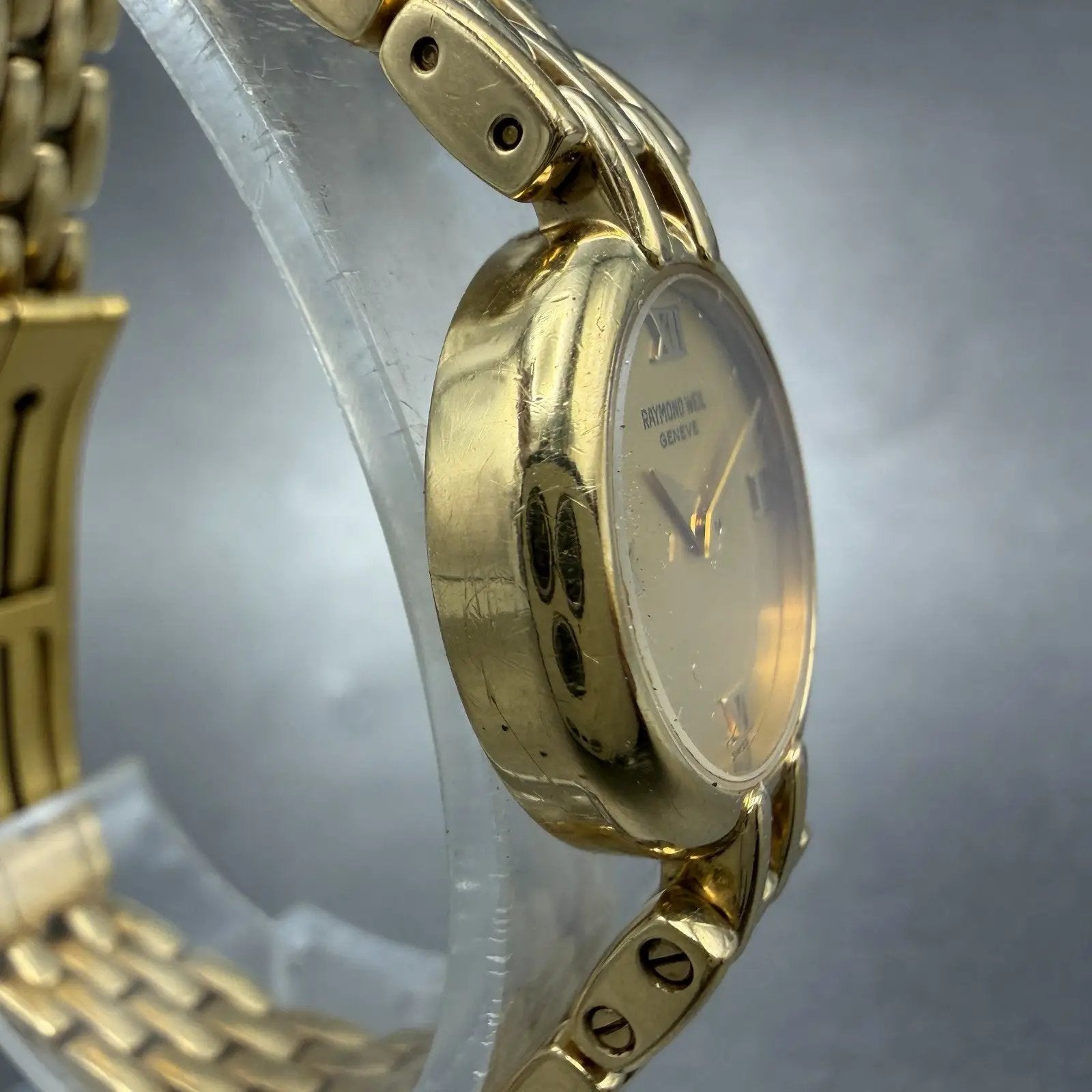 Raymond Weil Watch Women 20mm Gold Dial Gold Plated Round 5806-2 New Battery3