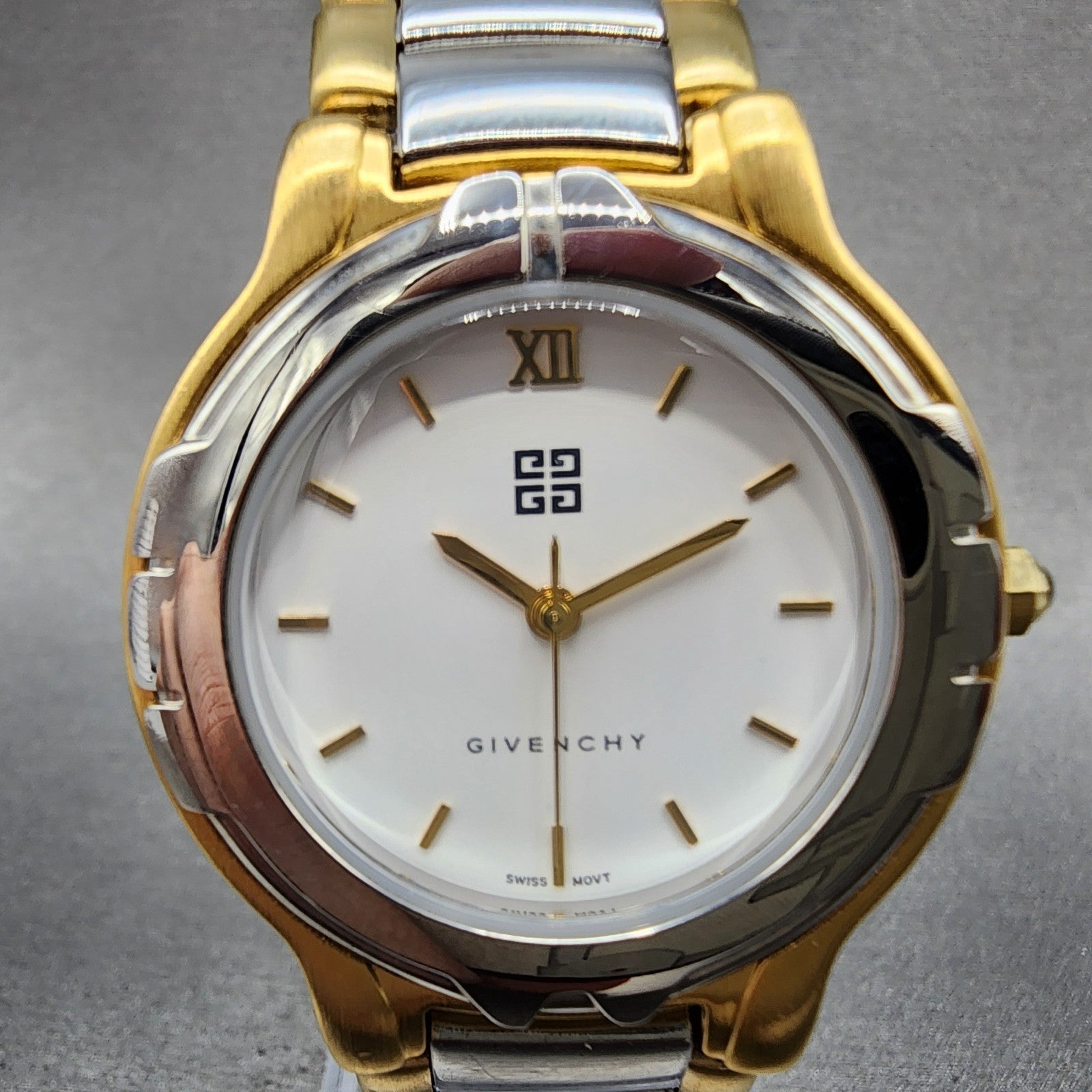 Givenchy Watch Women 34mm White Dial Two Tone Date Round New Battery1