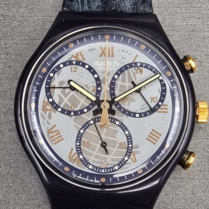 Swatch Chrono Timeless Zone Watch Men 37mm Silver Dial SCN104 New Battery NOS1