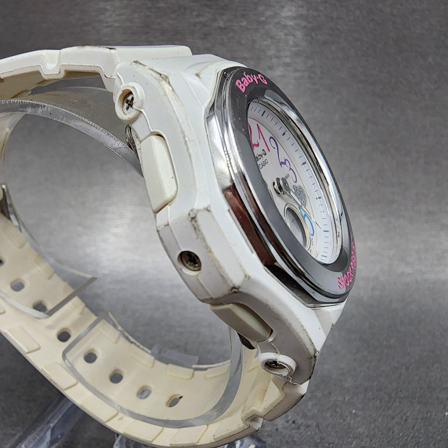 Casio BabyG Watch Women 38mm White Dial White Case Round BGA101 New Battery B!3