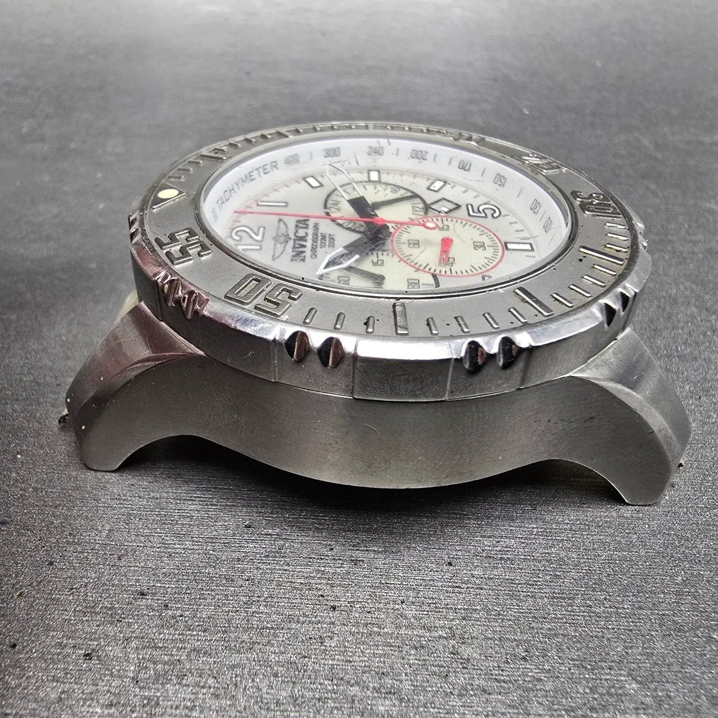 Invicta Chronograph Dive Watch Men 50mm Silver Dial Silver Tone Date 4667 NewBat3