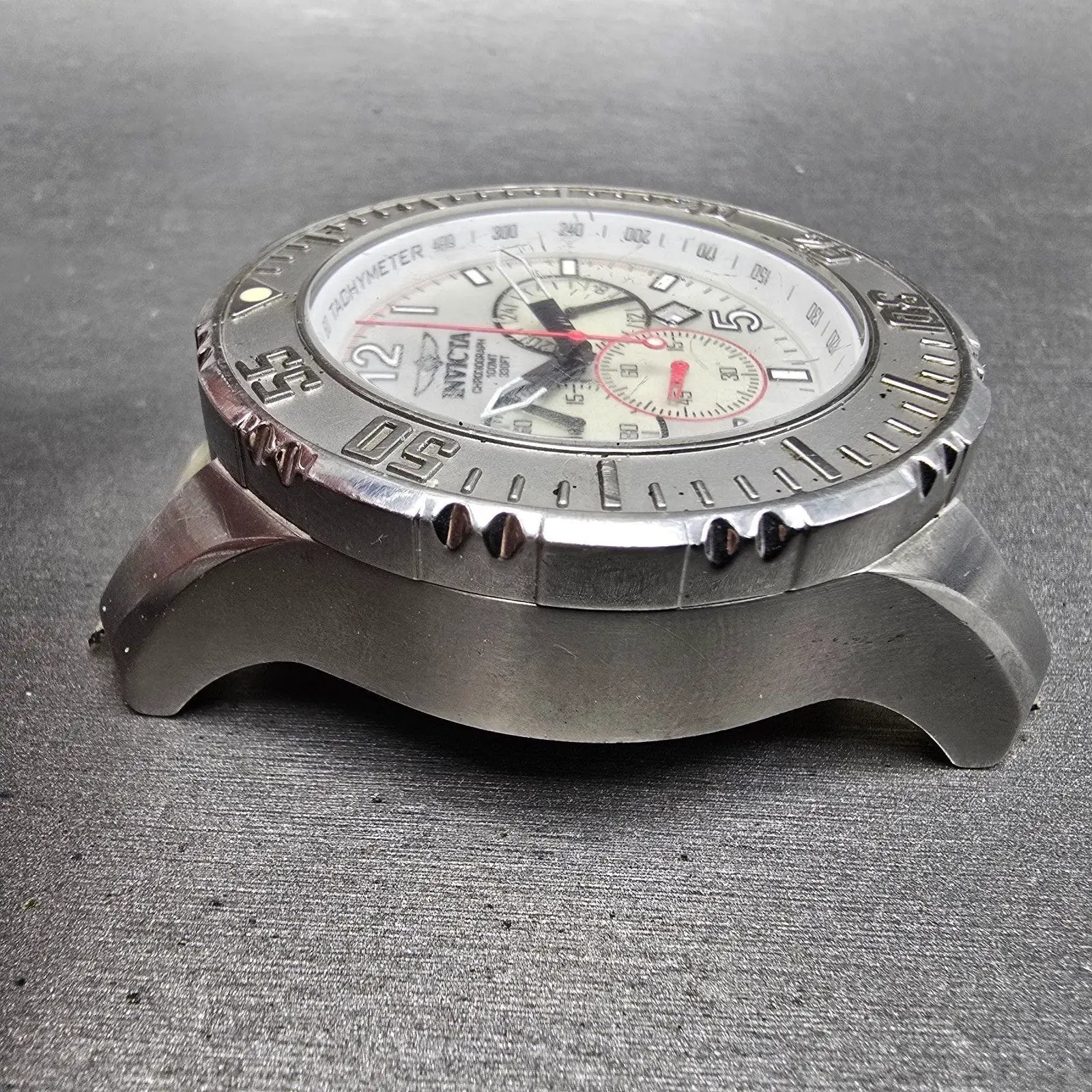 Invicta Chronograph Dive Watch Men 50mm Silver Dial Silver Tone Date 4667 NewBat3