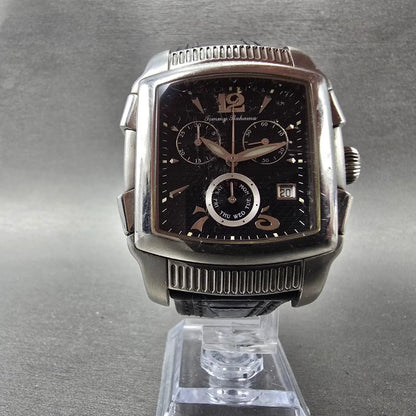 Tommy Bahama Chronograph Watch Men 38mm Black Dial Steel Daydate TB1045 NewBat F5