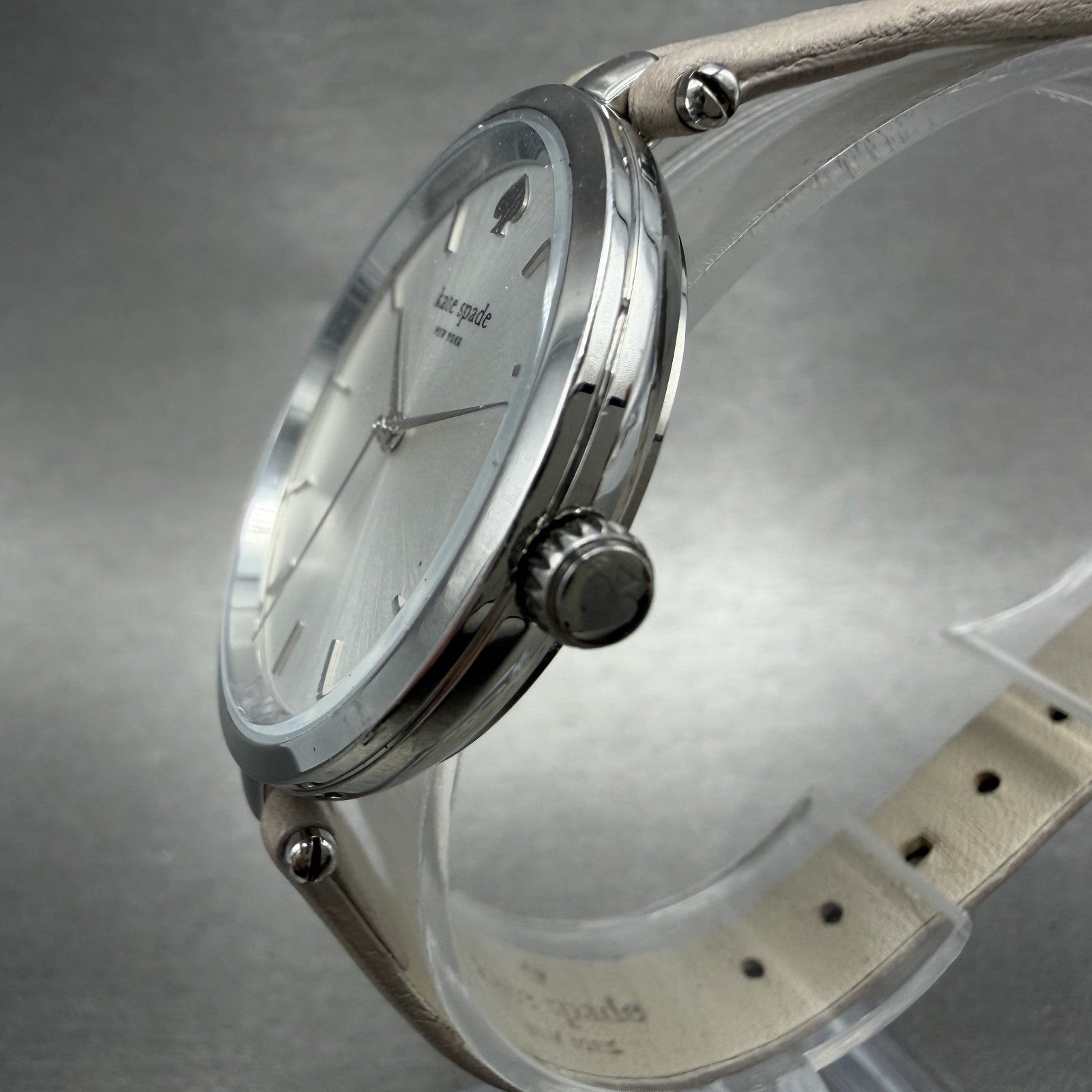 Kate Spade Holland Watch Women 34mm Silver Dial Silver Tone Round New Battery2