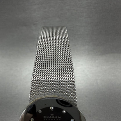 Skagen Watch Women 26mm Black Dial Silver Tone Oval Mesh Band 589SSSB New Batt4