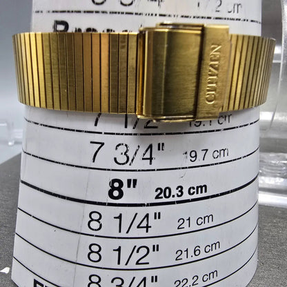 Citizen CQ Tank Watch Men 25mm Champagne Dial Gold Tone 4031-892658 New Battery10