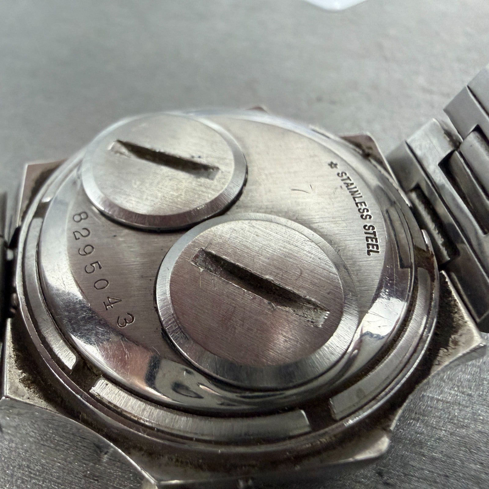 Witttnauer Polara RED LED Watch Men 35mm Silver Tone Vintage PARTS10
