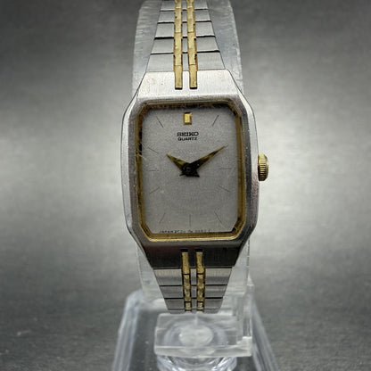 Seiko Watch Women 16mm Silver Dial Two Tone Octagon VTG 2C20-5209 New Battery0