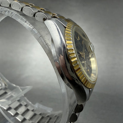 Wittnauer Watch Women 24mm Black Dial Two Tone Date Round 9565 New Battery VTG3