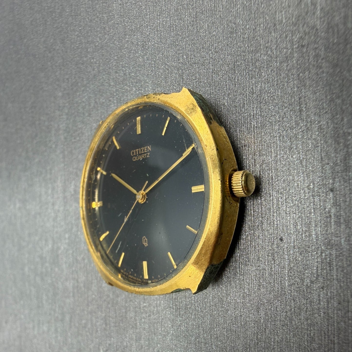 Citizen CQ Watch 32mm Black Dial Gold Tone Round PARTS!! 4031-S05448 New Battery5