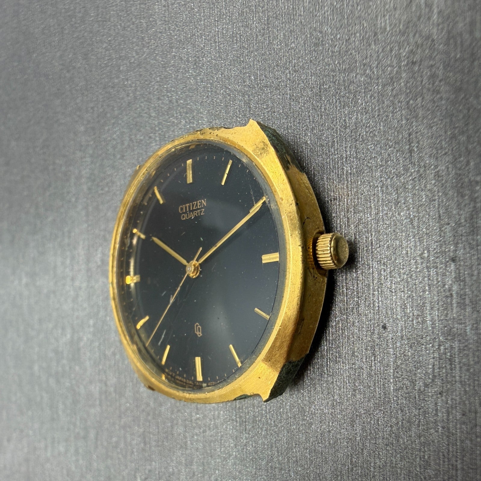 Citizen CQ Watch 32mm Black Dial Gold Tone Round PARTS!! 4031-S05448 New Battery5