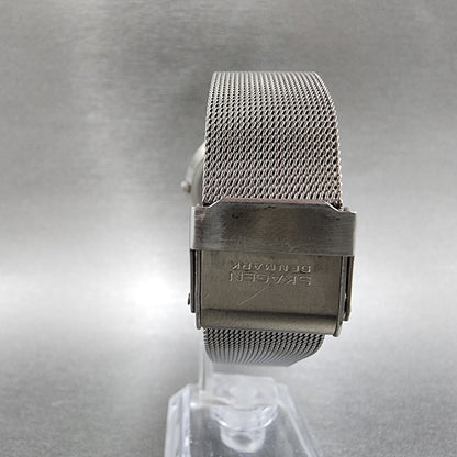 Skagen Watch Men 34mm Gray Dial Titanium Date Round Mesh Band 16LGMT NewBat A12