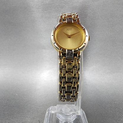 Citizen Elegance Watch Women 22mm Champagne Dial Gold Tone Round New Battery5