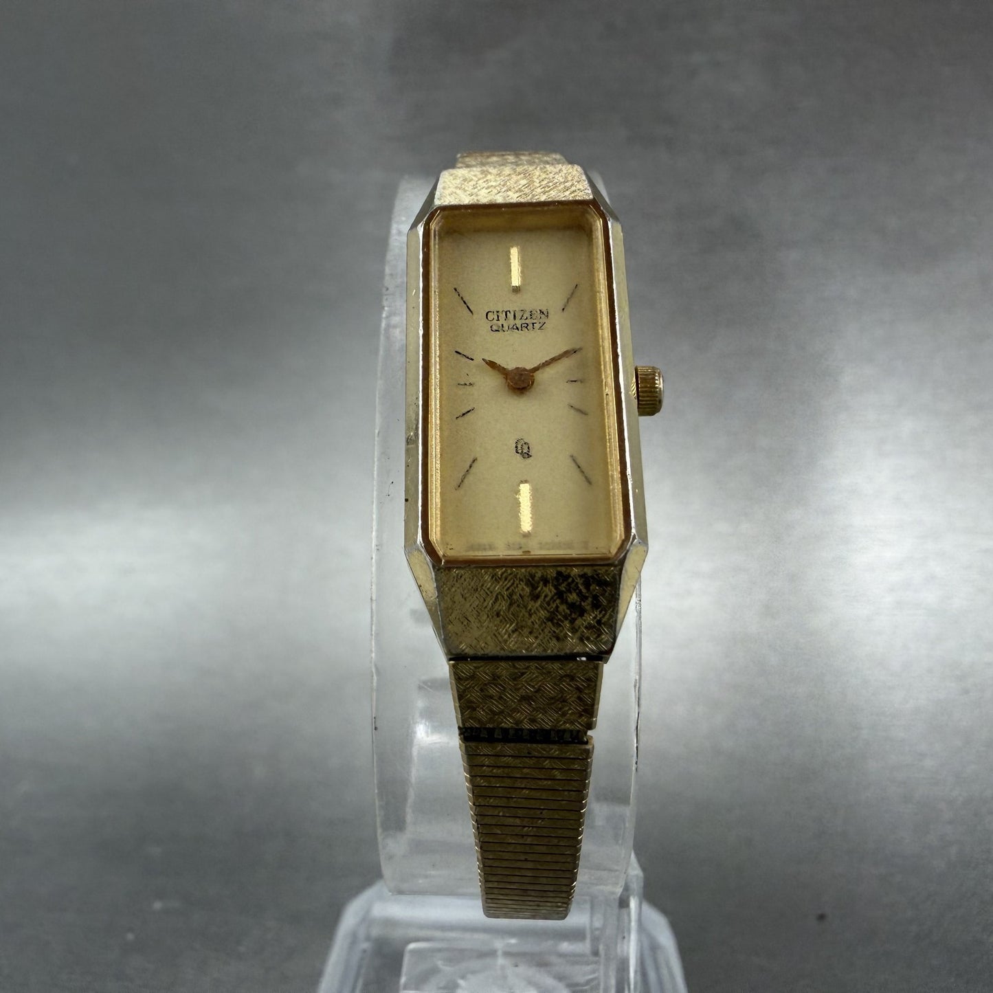 Citizen CQ Tank Watch Women 13mm Champange Dial Gold Tone 2250-223373 New Batt5
