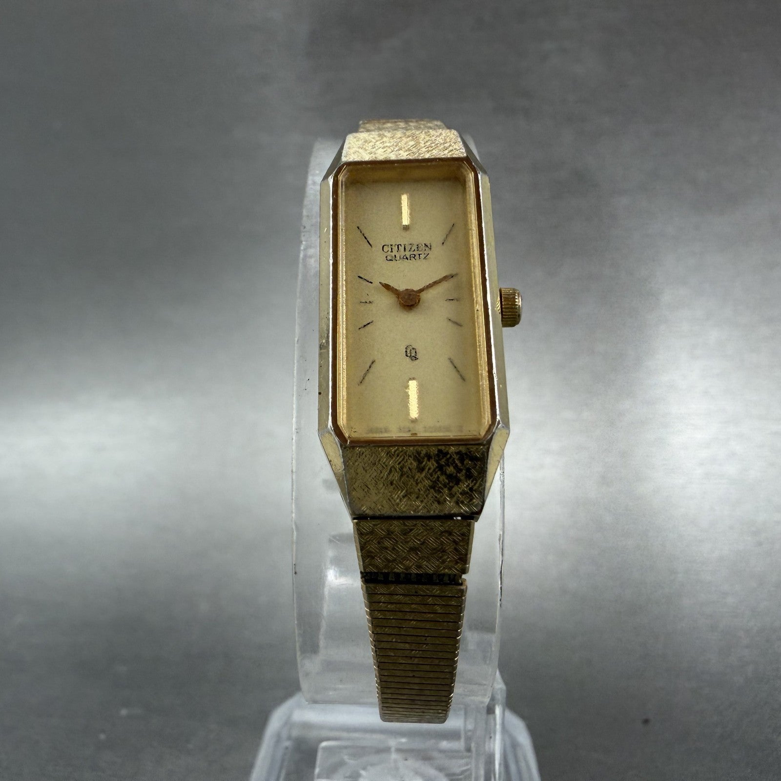 Citizen CQ Tank Watch Women 13mm Champange Dial Gold Tone 2250-223373 New Batt5