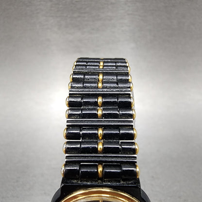 Seiko Watch Women 23mm Black Dial Black & Gold Tone Round 73200330 New Battery4