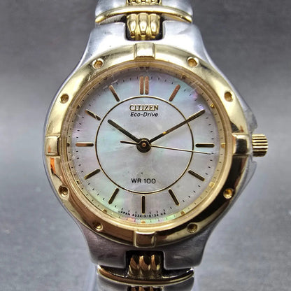 Citizen Eco-Drive Watch Women 27mm MOP Dial Two Tone Round A234-H10236 Works0