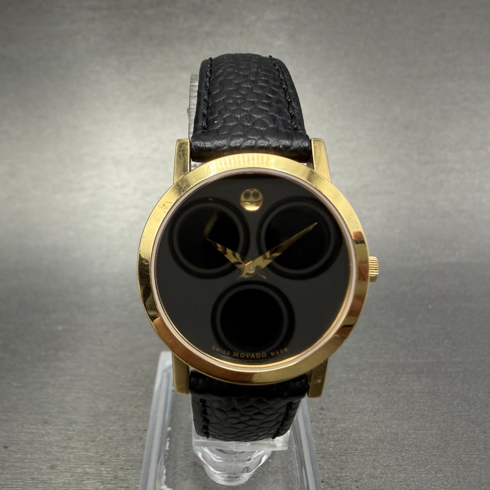 Movado Museum Watch Women 26mm Black Dial Gold Tone Round 88 A1 1837 New Batt 670