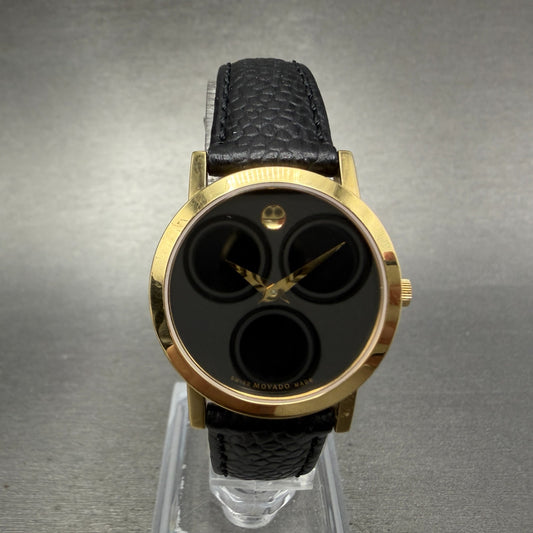 Movado Museum Watch Women 26mm Black Dial Gold Tone Round 88 A1 1837 New Batt 670