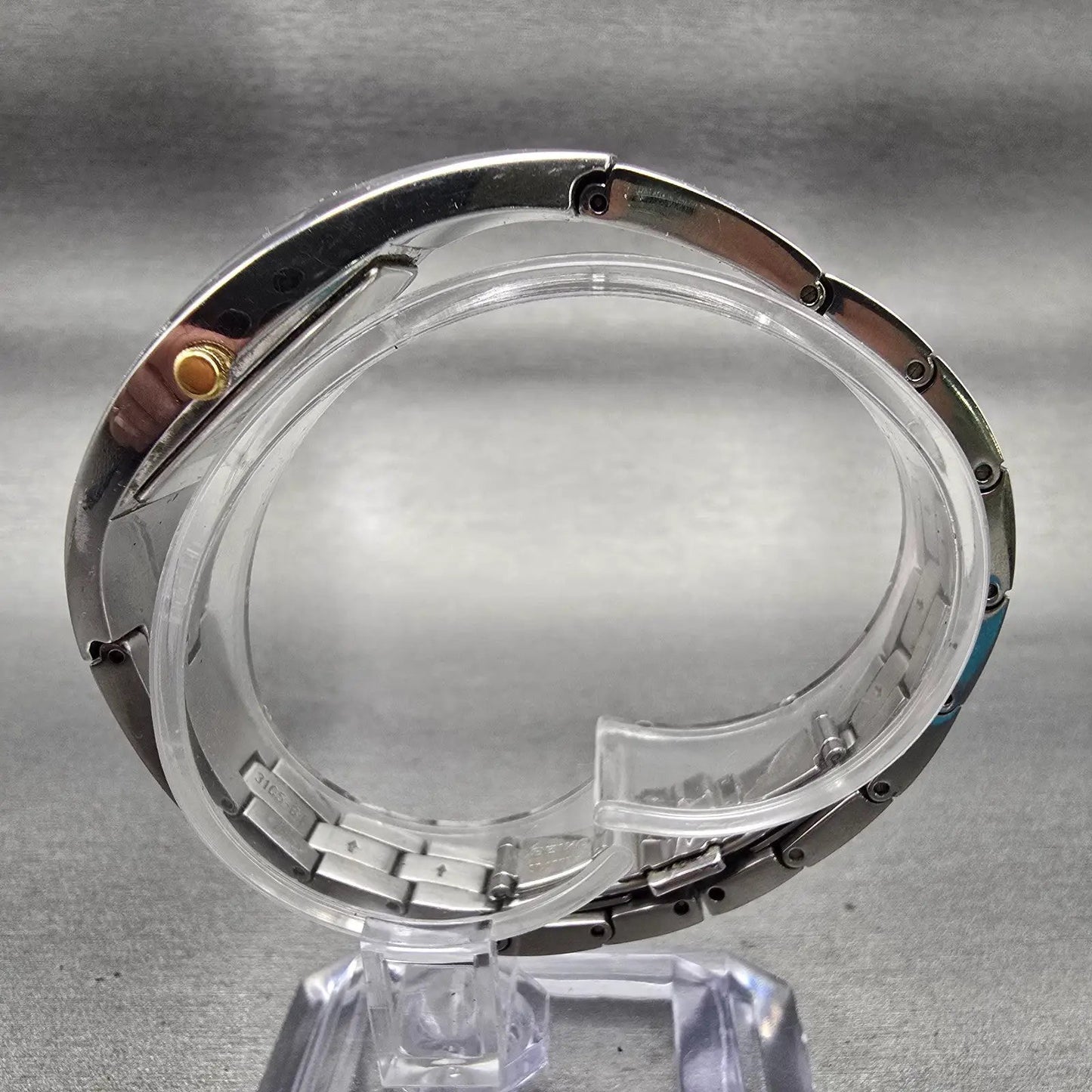 Seiko Watch Women 16mm White Dial Two Tone Asymmetrical 1F20-0AL0 New Battery6