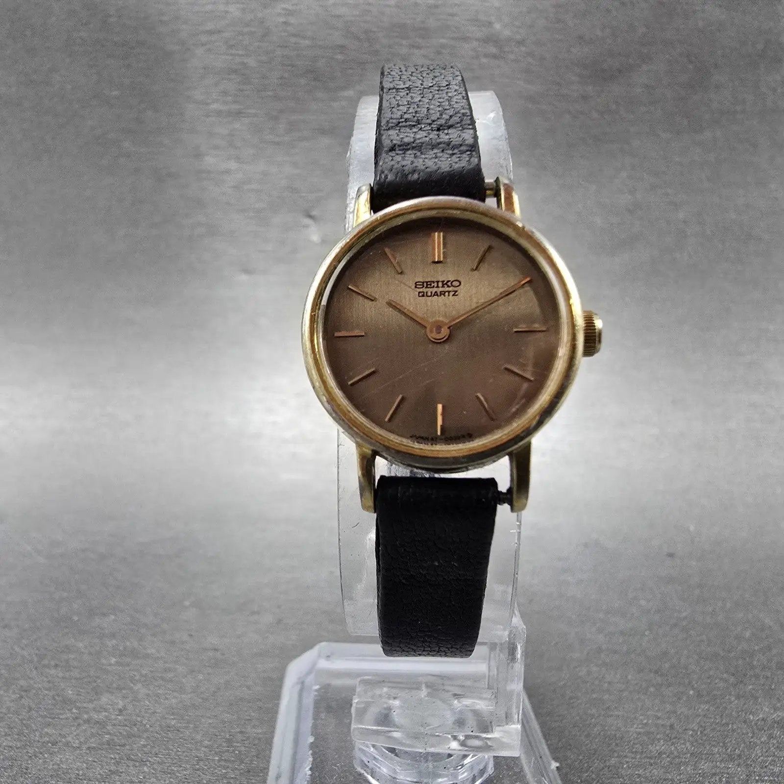 Seiko Watch Women 21mm Brown Dial Gold Tone Round 4700-0019 New Battery Vintage5